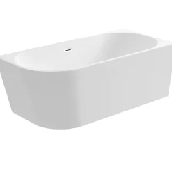 Balneo Baignoire semi-îlot Murale 170x80cm droite, accessoires blanc, Acrylique thermoformé 3.5mm, avec pieds réglables, AVOLA* Baignoire Asymétrique