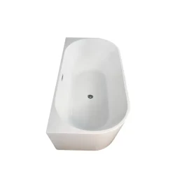 Balneo Baignoire semi-îlot Murale 150x75cm, accessoires inox, Acrylique thermoformé 3.5mm, avec pieds réglables, VIVA* Baignoire Îlot