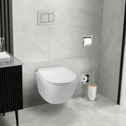 Balneo Cuvette WC suspendue LUNA blanche Tornado avec abattant à fermeture ralentie