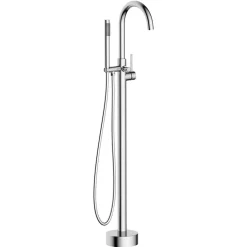 Balneo Robinet de baignoire autoportant argent Acier inoxydable - Mitigeur sur pied pour baignoire CASCADE CHROME* Colonne De Baignoire