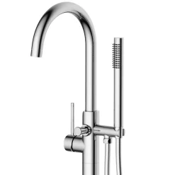 Balneo Robinet de baignoire autoportant argent Acier inoxydable - Mitigeur sur pied pour baignoire CASCADE CHROME* Colonne De Baignoire