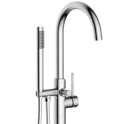 Balneo Robinet de baignoire autoportant argent Acier inoxydable - Mitigeur sur pied pour baignoire CASCADE CHROME* Colonne De Baignoire