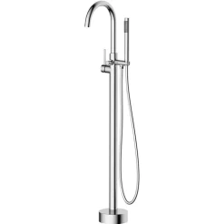 Balneo Robinet de baignoire autoportant argent Acier inoxydable - Mitigeur sur pied pour baignoire CASCADE CHROME* Colonne De Baignoire