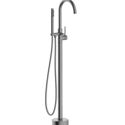 Balneo Robinet de baignoire autoportant GUN METAL gris foncé Acier inoxydable - Mitigeur sur pied pour baignoire CASCADE