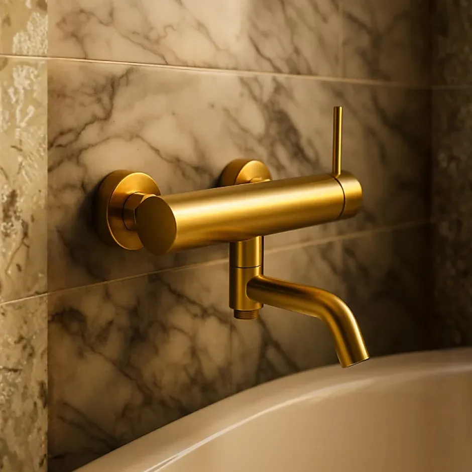 Balneo Robinet de baignoire or Acier inoxydable - Mitigeur mural pour baignoire CASCADE