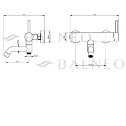 Balneo Robinet de baignoire or Acier inoxydable - Mitigeur mural pour baignoire CASCADE