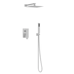 Balneo Système de douche avec pommeau de pluie argent brossé Acier inoxydable - Mitigeur de douche avec douchette CASCADE INOX