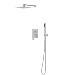 Balneo Système de douche avec pommeau de pluie argent brossé Acier inoxydable - Mitigeur de douche avec douchette CASCADE INOX