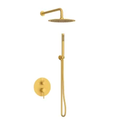 Balneo Système de douche avec pommeau de pluie or Acier inoxydable - Mitigeur de douche avec douchette CASCADE* Colonne De Douche Mécanique