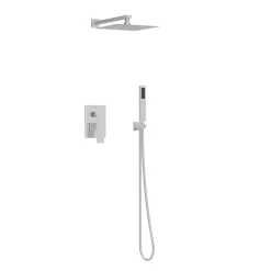 Balneo Système de douche avec pommeau de pluie argent Acier inoxydable - Mitigeur de douche avec douchette CASCADE* Colonne De Douche Mécanique