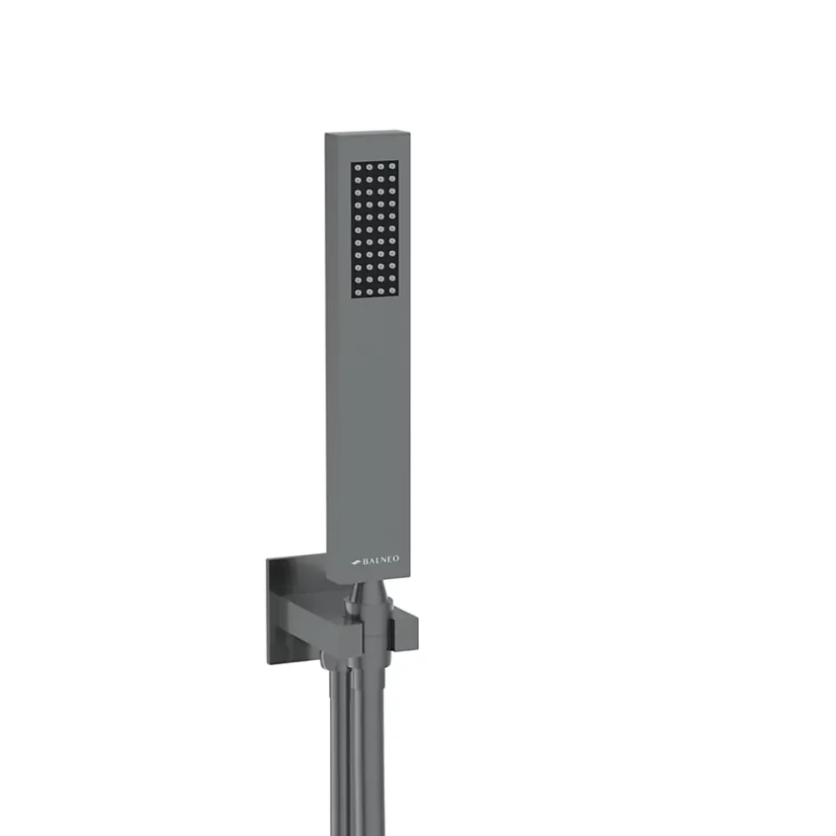 Balneo Système de douche avec pommeau de pluie GUN METAL gris foncé Acier inoxydable - Mitigeur de douche avec douchette CASCADE* Colonne De Douche Mécanique