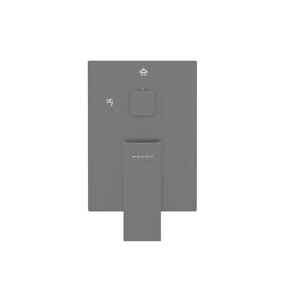 Balneo Système de douche avec pommeau de pluie GUN METAL gris foncé Acier inoxydable - Mitigeur de douche avec douchette CASCADE* Colonne De Douche Mécanique