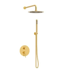 Balneo Système de douche avec pommeau de pluie or brillant Acier inoxydable - Mitigeur de douche avec douchette CASCADE* Colonne De Douche Mécanique
