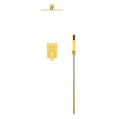 Balneo Système de douche avec pommeau de pluie or Acier inoxydable - Mitigeur de douche avec douchette CASCADE* Colonne De Douche Mécanique