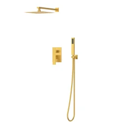 Balneo Système de douche avec pommeau de pluie or Acier inoxydable - Mitigeur de douche avec douchette CASCADE* Colonne De Douche Mécanique