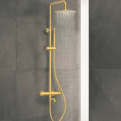 Balneo Système de douche avec pommeau de pluie or Acier inoxydable - Mitigeur de douche avec douchette CASCADE* Colonne De Douche Mécanique