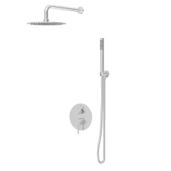 Balneo Système de douche avec pommeau de pluie argent brossé Acier inoxydable - Mitigeur de douche avec douchette CASCADE INOX