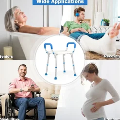 Giantex Banc de Douche à 2 Niveaux en HDPE, Tabouret de Bain Imperméable, pour Intérieur et Extérieur Salle de Bain, Entrée, Balcon, Bleu