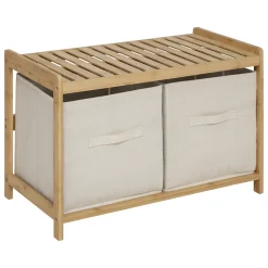 5Five Banc de salle de bain avec 2 rangements bambou l.66,8 x H.35 x P.44 cm Tidy Box