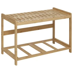 5Five Banc de salle de bain avec 2 rangements bambou l.66,8 x H.35 x P.44 cm Tidy Box