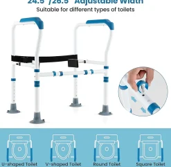 Giantex Barre appui pour toilettes pour personnes âgées avec hauteur largeur sangle réglables pour personnes âgées handicapées* Barre D'Appui