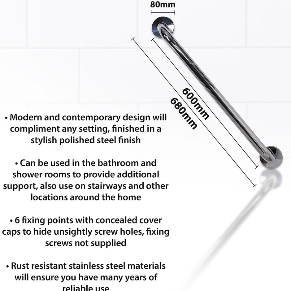 Aidapt Barre d'appui - VY472P - en acier inoxydable au fini poli - 600mm* Barre D'Appui