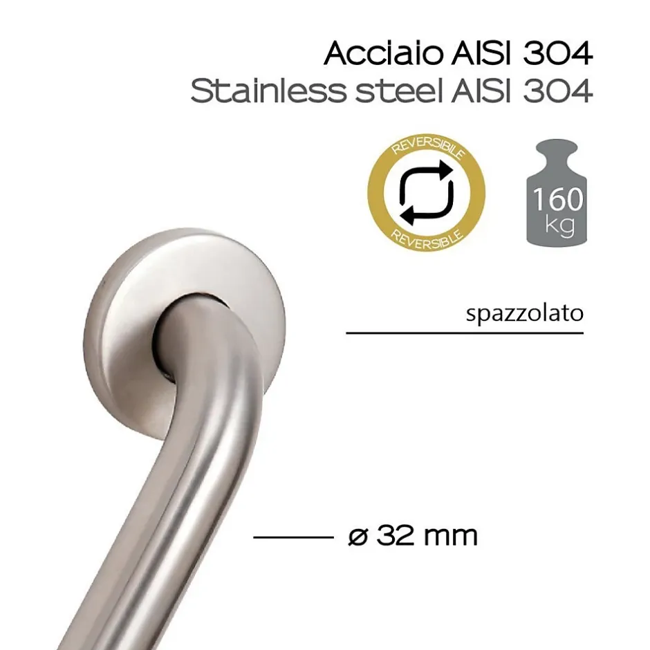 Kiamami Valentina Barre D'appui D'angle Chrome Brossé - Loto* Barre D'Appui