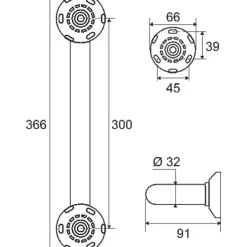 Pellet Barre d'appui droite chromé - 300 mm - Diamètre 32 mm - ASC* Barre D'Appui
