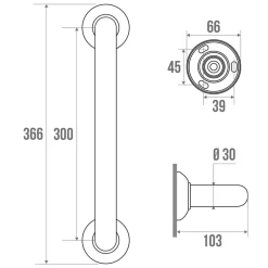 Godonnier Barre d'appui droite en aluminium jaune epoxy 36,6 cm* Barre D'Appui