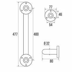 Pellet Barre d'appui droite Inox poli brillant 400mm