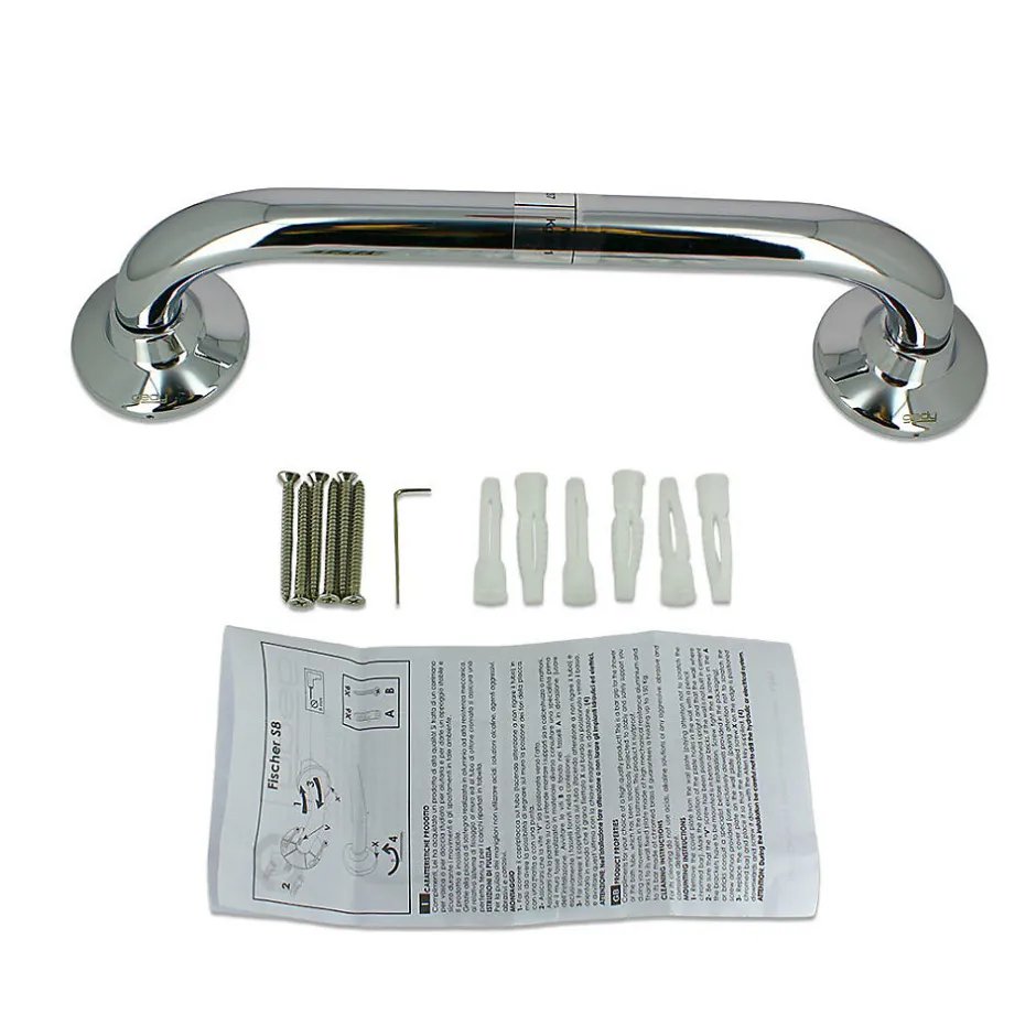 Kiamami Valentina Barre D'appui Pour Salle De Bain En Finition Chromée, 37 Cm