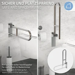 Ml-Design Barre dappui wc rabattable 60 cm en inox jusqua 200 kg pour personnes a mobilite reduite* Barre D'Appui