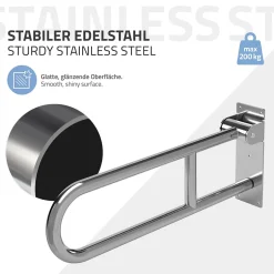 Ml-Design Barre dappui wc rabattable 60 cm en inox jusqua 200 kg pour personnes a mobilite reduite* Barre D'Appui