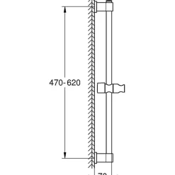 Grohe Barre de douche - Vitalio Universal 27724001 - 60cm - 22 mm - Fixation supérieure réglable - A coller ou a visser - C