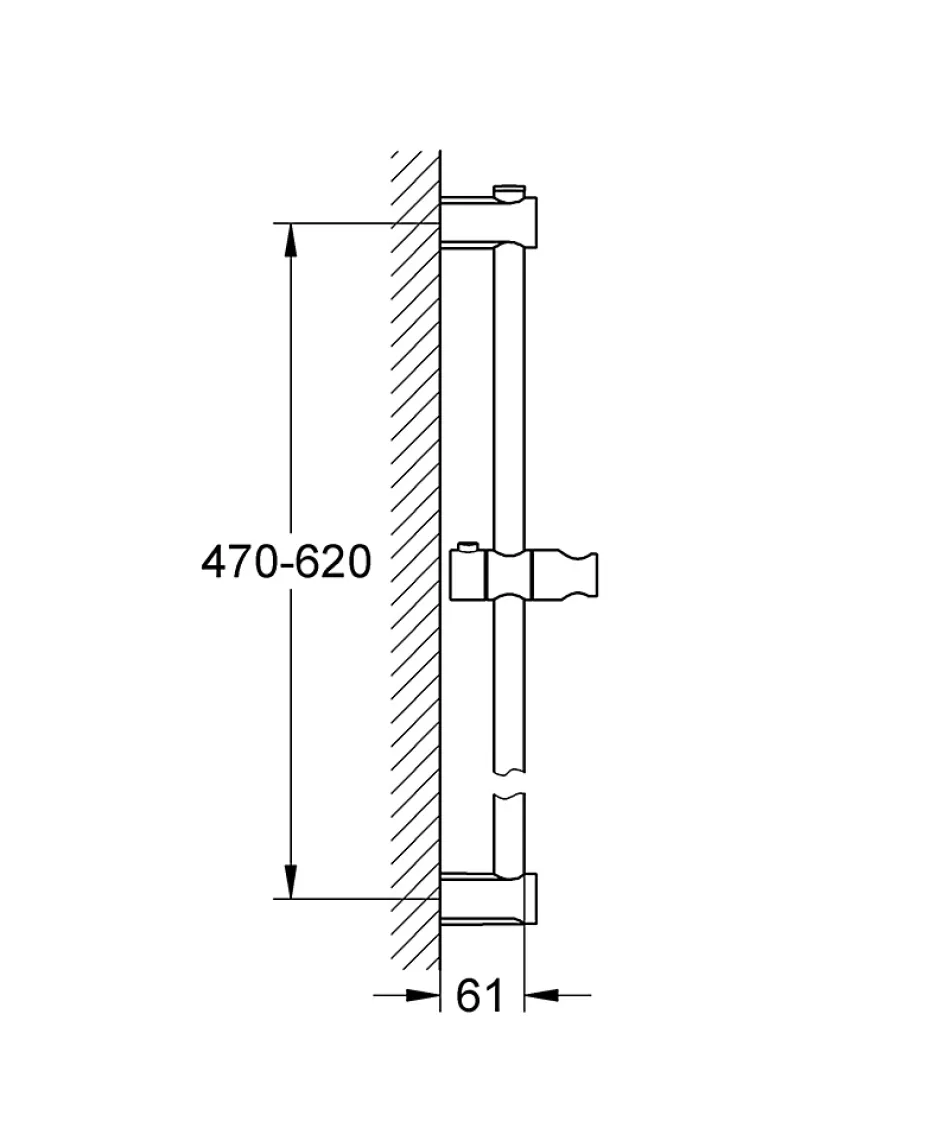Grohe Barre de douche avec support douchette réglable 62 cm chrome Vitalio* Pommeau De Douche, Flexible Et Barre De Douche