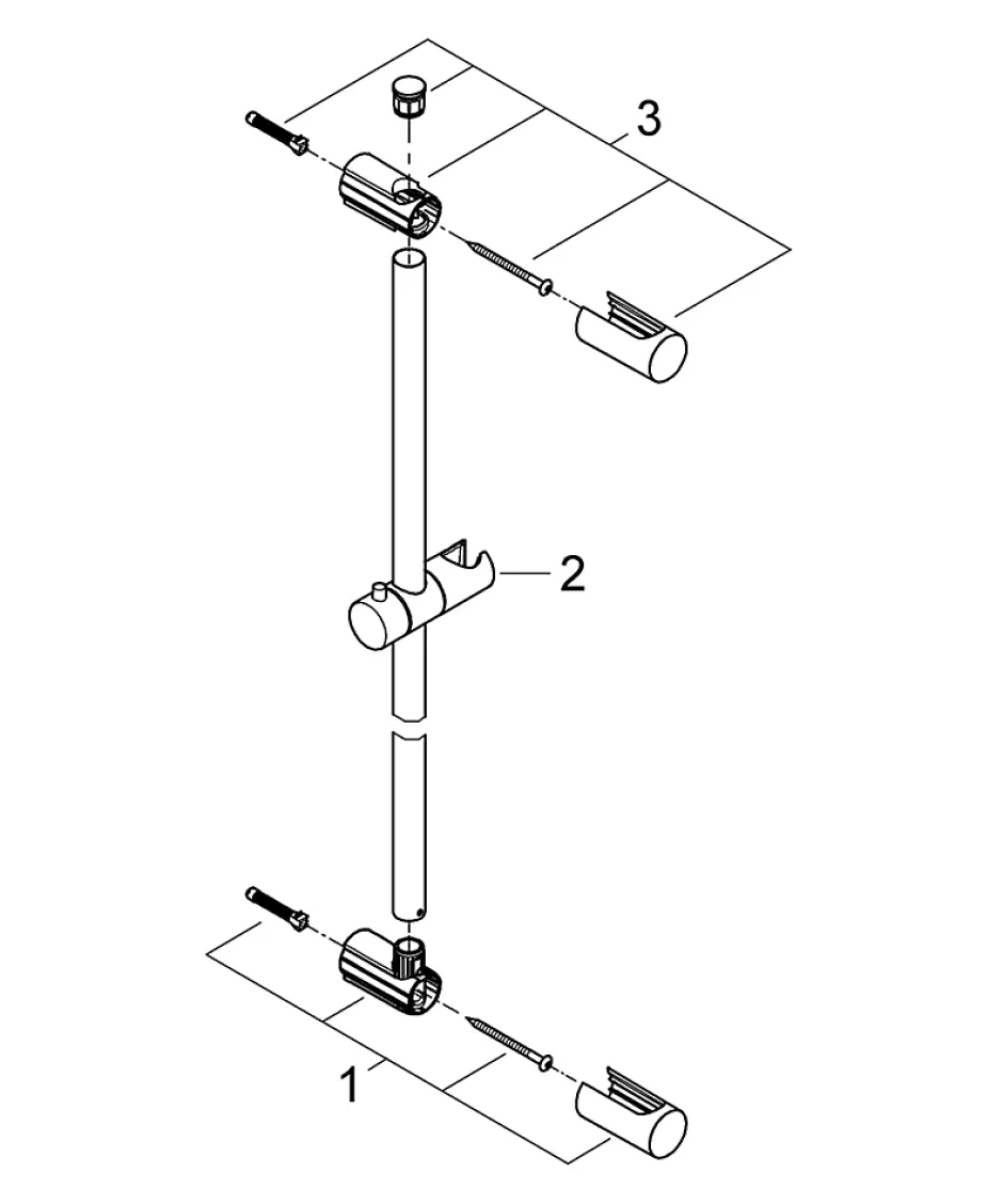 Grohe Barre de douche avec support douchette réglable 62 cm chrome Vitalio* Pommeau De Douche, Flexible Et Barre De Douche