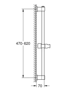 Grohe Barre de douche chrome H.62 cm, Quickfix