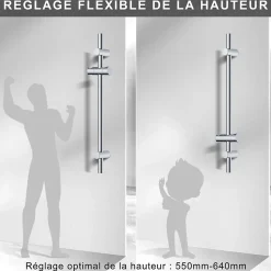 Todot Barre de douche 70cm en Acier Inoxydable Chromé avec Fixations ajustables* Colonne De Douche Sans Robinetterie