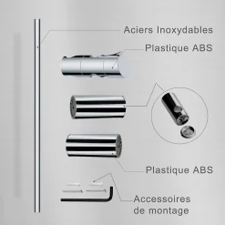 Todot Barre de douche 70cm en Acier Inoxydable Chromé avec Fixations ajustables* Colonne De Douche Sans Robinetterie