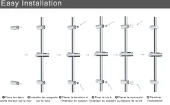 Todot Barre de douche 70cm en Acier Inoxydable Chromé avec Fixations ajustables* Colonne De Douche Sans Robinetterie