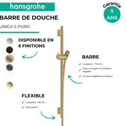 Hansgrohe Barre de douche Unica S Puro 65 cm avec flexible Bronze brossé