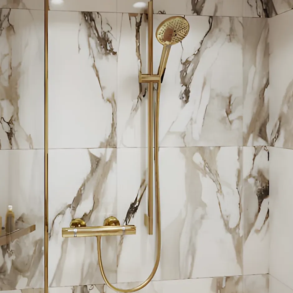 Hansgrohe Barre de douche Unica S Puro 65 cm avec flexible Aspect doré poli