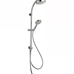 Sanindusa Barre de douche pour transformer le bain en douche douchette flexible 1.50m et support inclus Face chrome et blanc