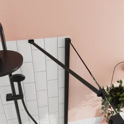 GoodHome Barre de fixation/stabilisation pour paroi de douche L.70 cm, alu noir, Ledava