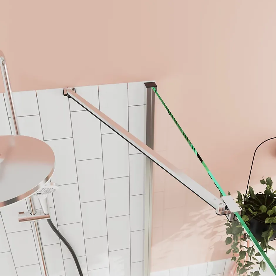 GoodHome Barre de fixation/stabilisation pour paroi de douche L.70 cm, alu chrome, Ledava
