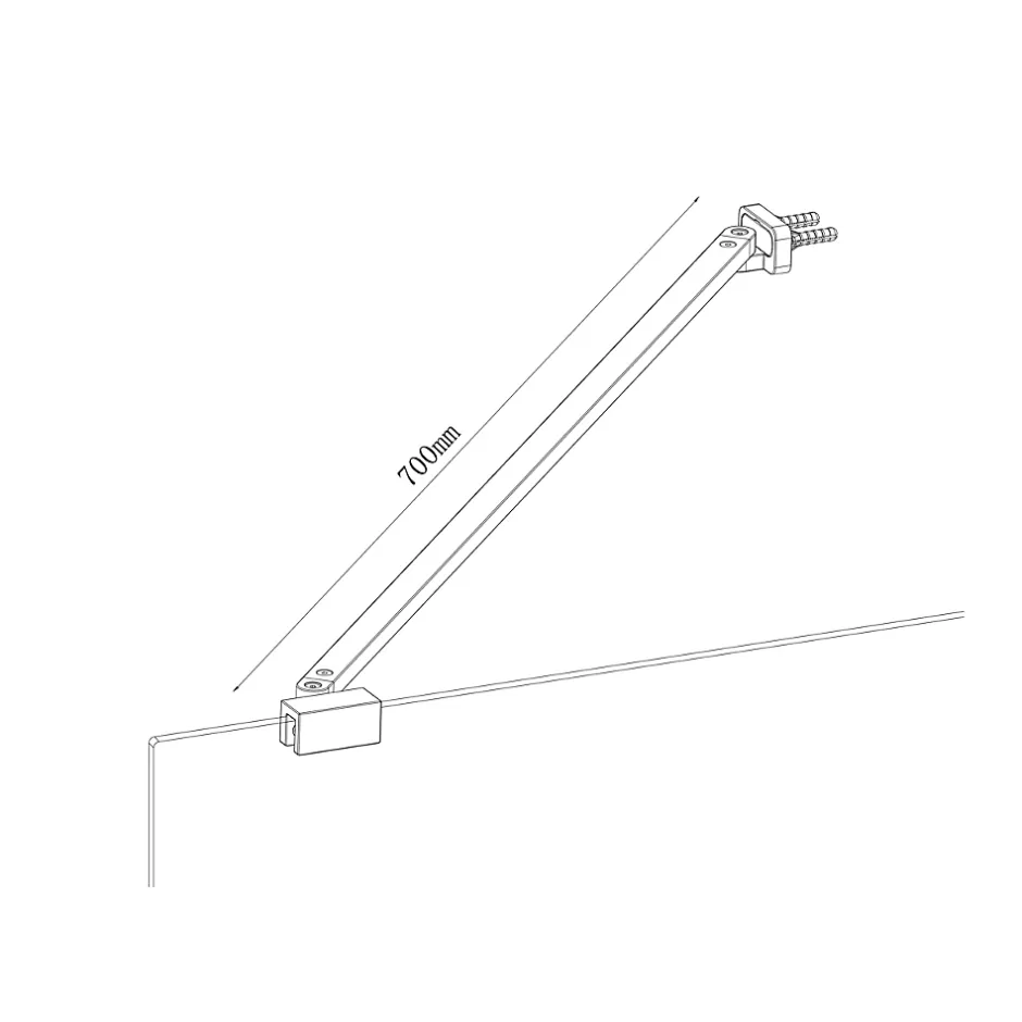 GoodHome Barre de fixation/stabilisation pour paroi de douche L.70 cm, alu chrome, Ledava