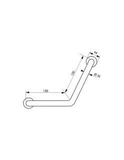 Thirard Barre de maintien coudée, inox 304, longueur 350mm, angle 135 degrés, diamètre 32mm, finition inox poli -* Barre D'Appui
