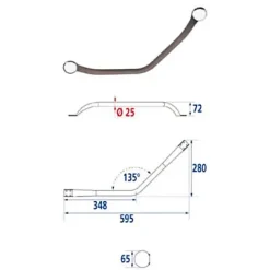 Godonnier Barre de redressement coudée en inox taupe Soft 135°* Barre D'Appui