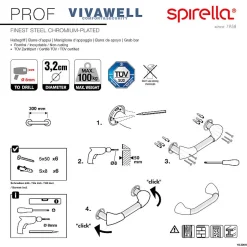 Spirella Barre de redressement ou d'appui PROF Acier Inox 30cm Chrome