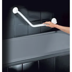 Spirella Barre de redressement ou d'appui coudée ECO Acier Inox 71cm Blanc